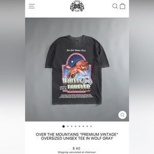 OVER THE MOUNTAINS "PREMIUM VINTAGE" OVERSIZED UNISEX TEE IN WOLF GRAY